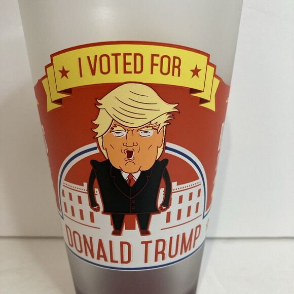 I Voted For Donald Trump 2016 Flying Saucer Get Up & Vote Beer Glass Frosted‎ - Picture 7 of 7